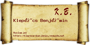 Klepács Benjámin névjegykártya